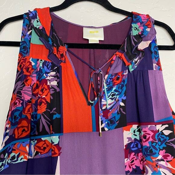 Maeve x Anthropologie Anderson Patchwork Floral Color Block Blouse Medium - Picture 2 of 9